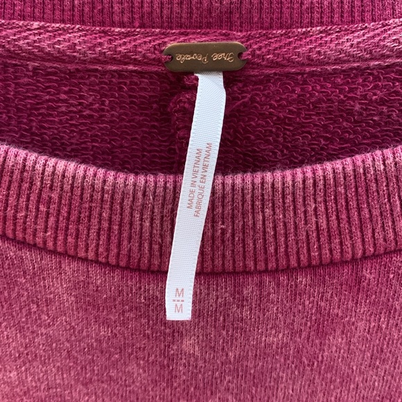 Free People | Pink Baggy Sweater With Large Velvet Bat Wing Sleeves | Size M - Picture 3 of 8